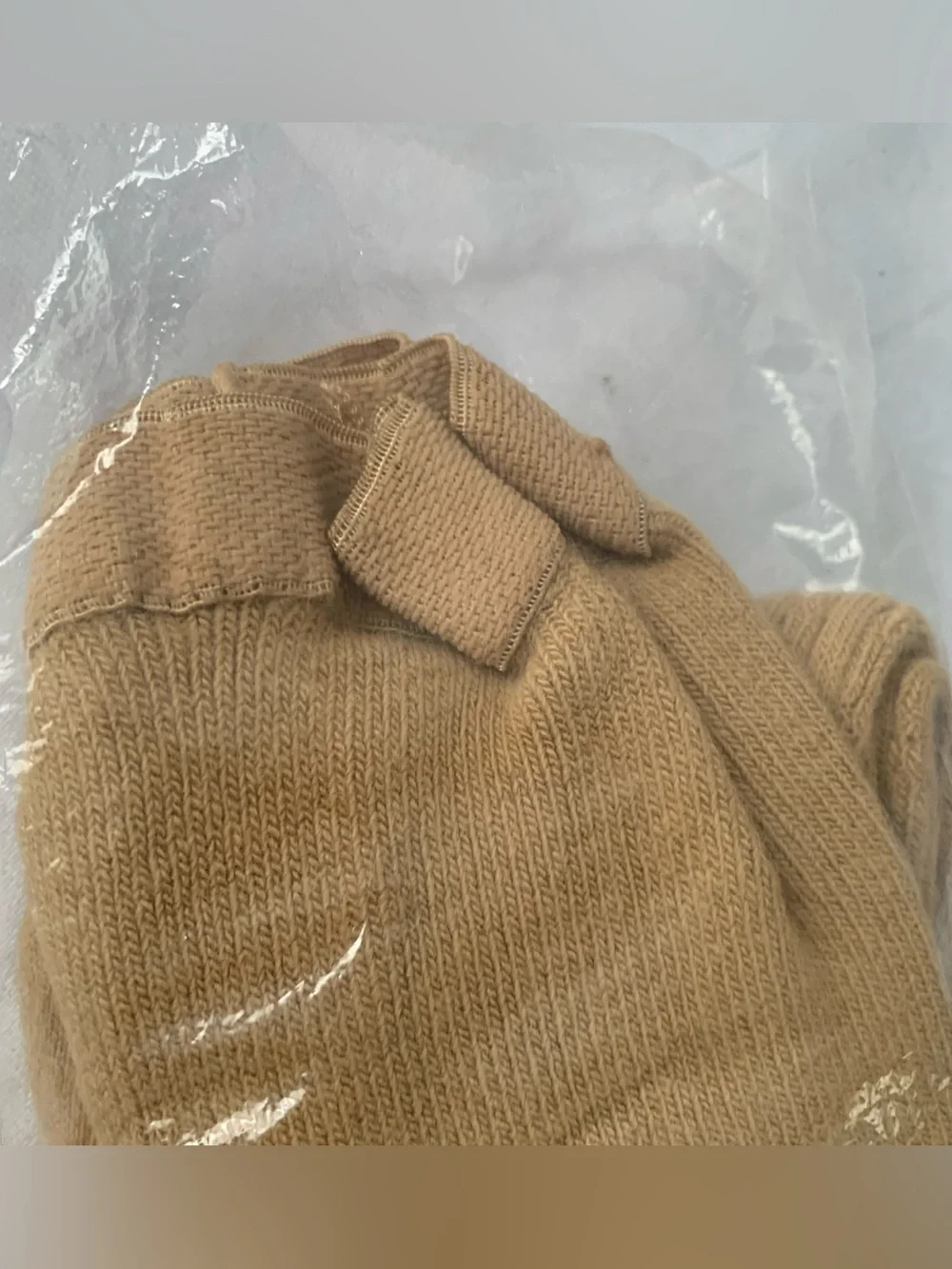 Vintage Sears Tan Ribbed tights Size S (013) Brand New Originally Sealed